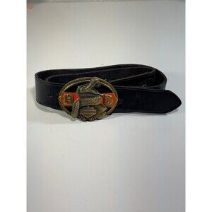 Vintage Harley Davidson Brass Belt Buckle Rattlesnake V-Twin Siskiyou 1990 32/34